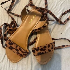 BAMBOO Brown Leopard Print Sandals